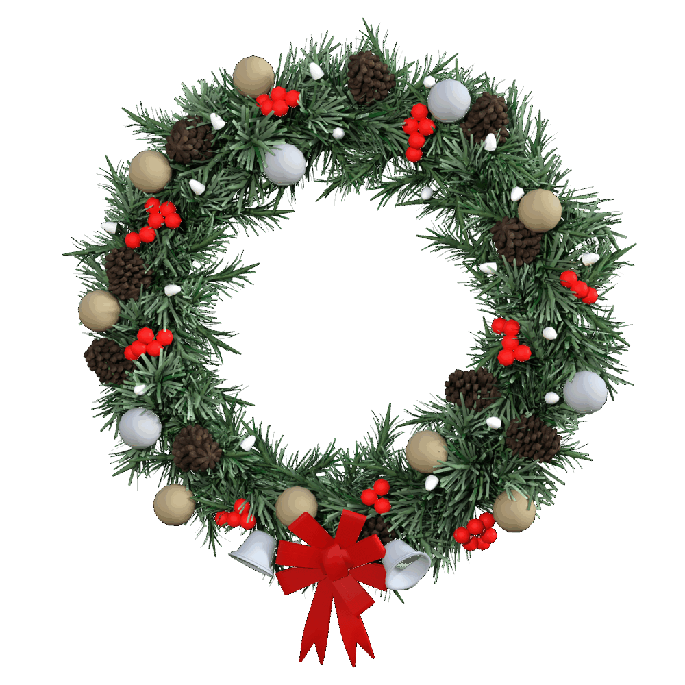 Couronne en sapin naturel suspendue sur une porte en bois, décoration artisanale pour Noël ou ambiance hivernale